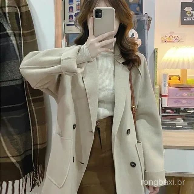 2025 outono inverno novo estilo moda espinha de peixe padrão solto mais magro olhar estilo ocidental pequeno All-Match l