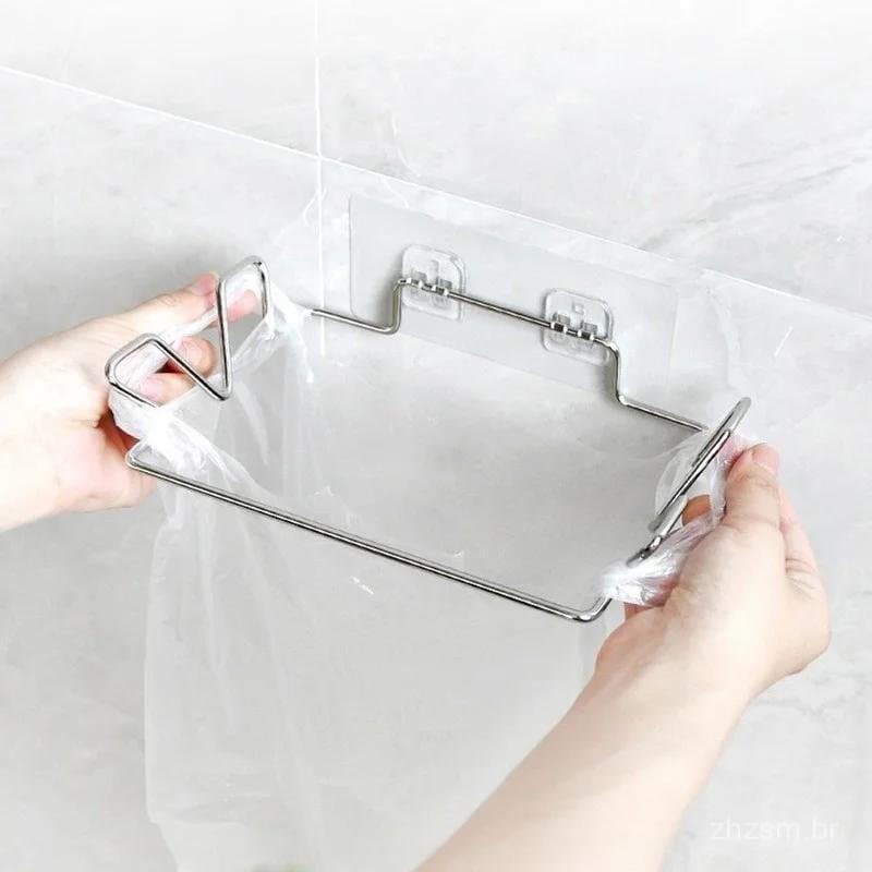 Lixeira de Cozinha em Aço Inoxidável para Armário, Suporte de Armazenamento de Suprimentos Domésticos, Suporte Sem Furos