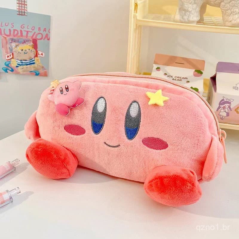 Estojo de Lápis de Pelúcia Sanrio Kirby Kuromi Cinnamorol Melody, Bolsa de Material Escolar de Grande Capacidade para Ar