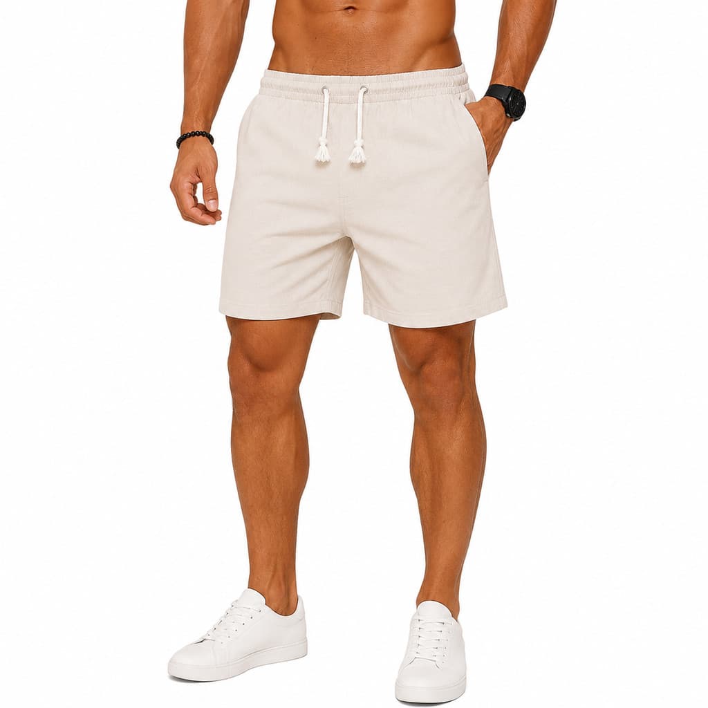 Bermuda de Linho Casual Masculina Premium Praia Piscina Verão Confortável