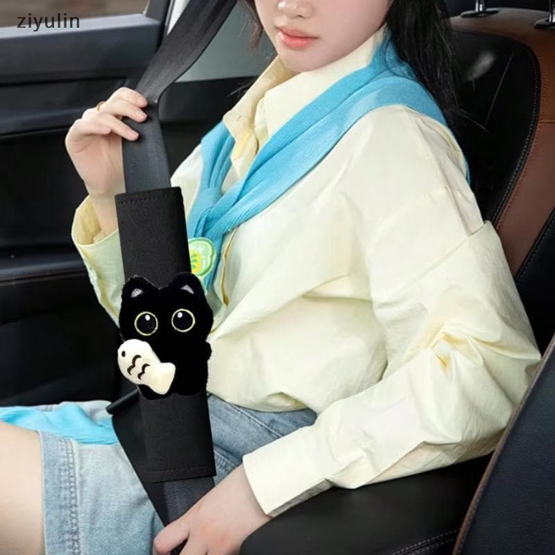 CVC Elegante Cinto De Segurança De Carro Almofada De Ombro 1 Pc Bla Cat & Fish Decor Bonito Design Criativo Confortável