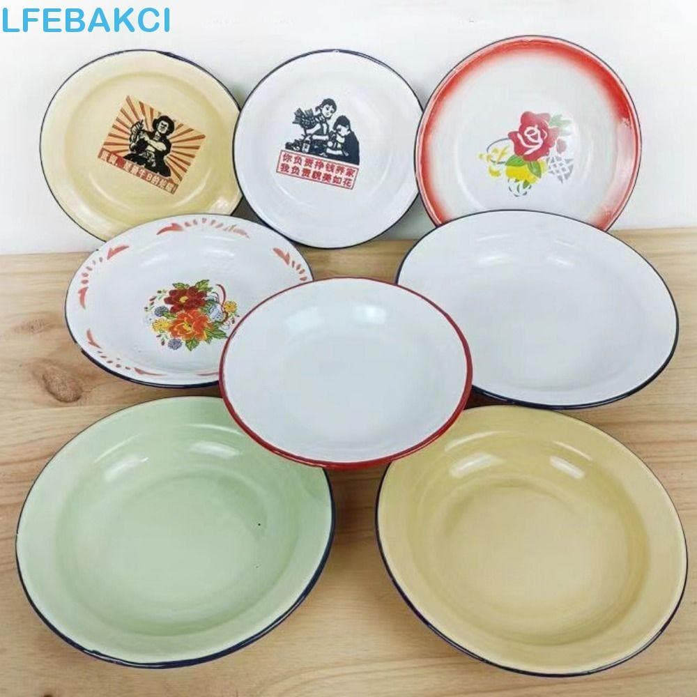 Placa Redonda Esmaltada LFEBAKCI , Prato Esmaltado De Ferro À Moda Antiga Com Tema Nostálgico , Estilo Chinês