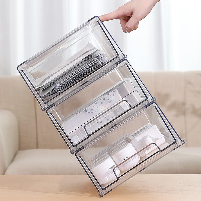 Caixa de armazenamento de mesa organizador de escritório caixa empilhável Pull-out engrossado tamanho grande papelaria t