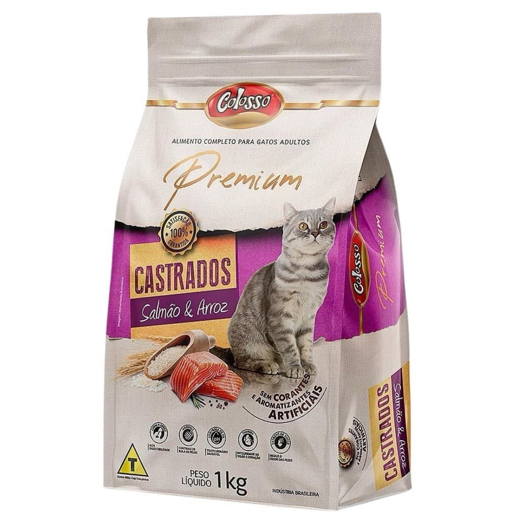 Ração Colosso Premium Gato Castrado 1 Kg Salmão