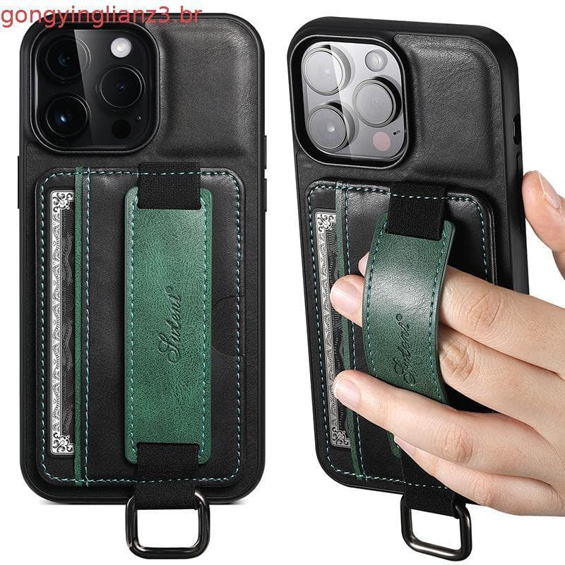Invólu Para IPhone 17 Pro Max Luxo Negócios Couro Do Plutônio Inserção Alça De Pulso Caso Telefone 16/15 Anti Impress