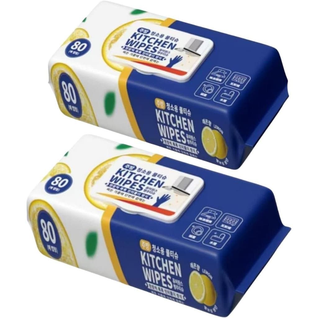 Toalhetes De Limpeza De Cozinha , Aroma De Limão , Pacote Com 2 (80 Contagens)-Removedor De Óleo E Manchas Multiuso , Pa