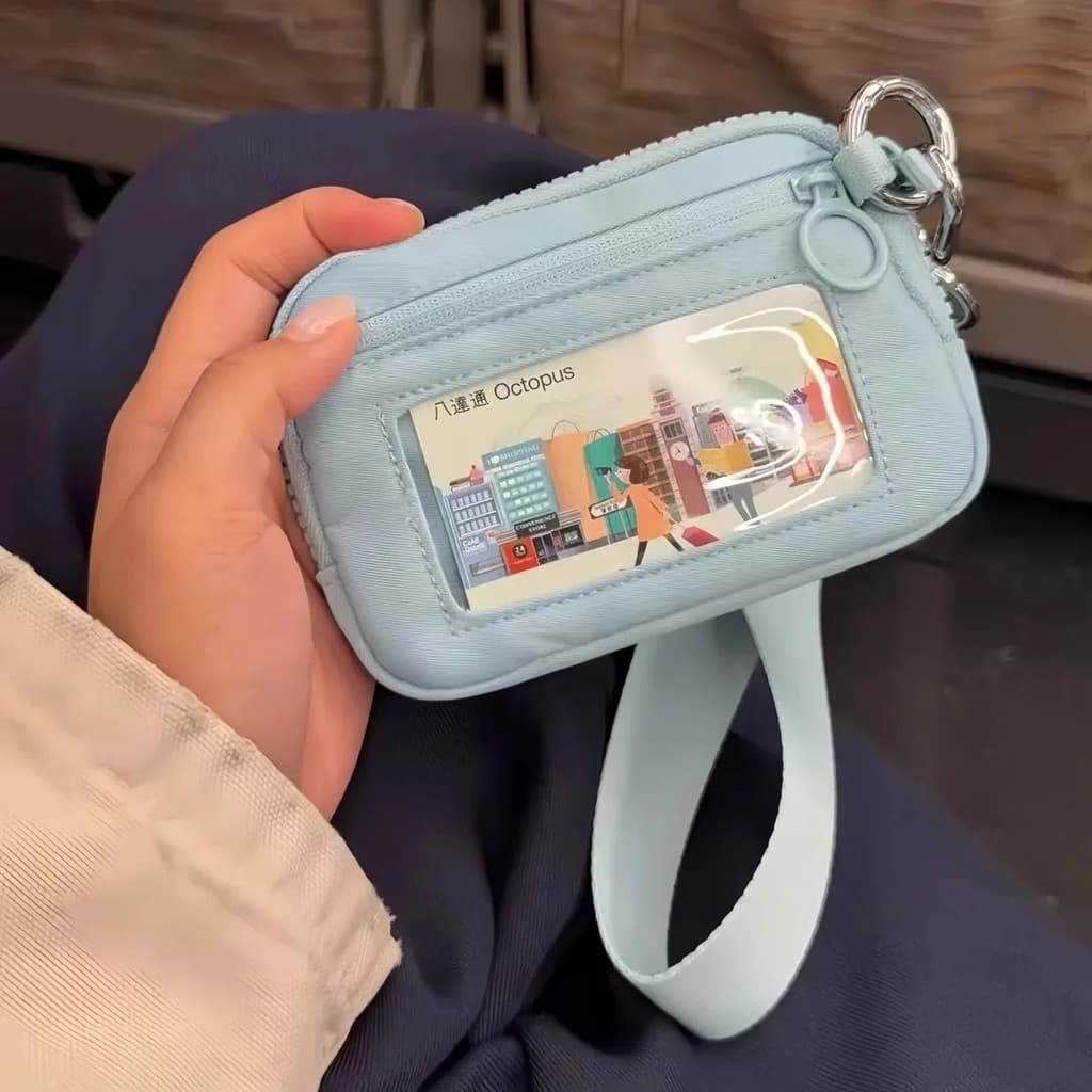 Lu Bolsa de Pulso Transparente para Cartões, Bolsa Portátil para Armazenamento de Cartões Bancários e Moedas para Mulher