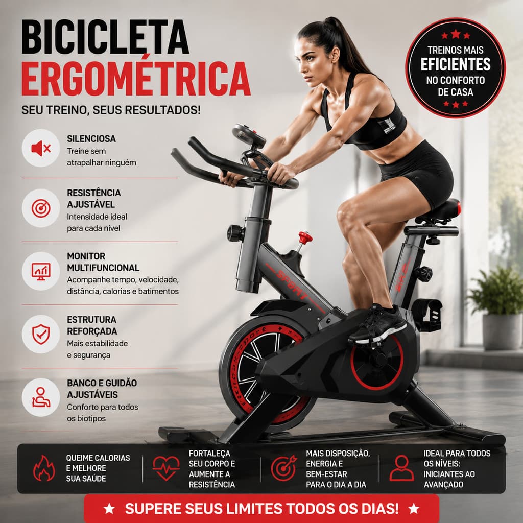 Bicicleta Spinning Versão Atualizada Ergométrica Silenciosa Profissional Suporta até 200kg Academia Fitness Resistente