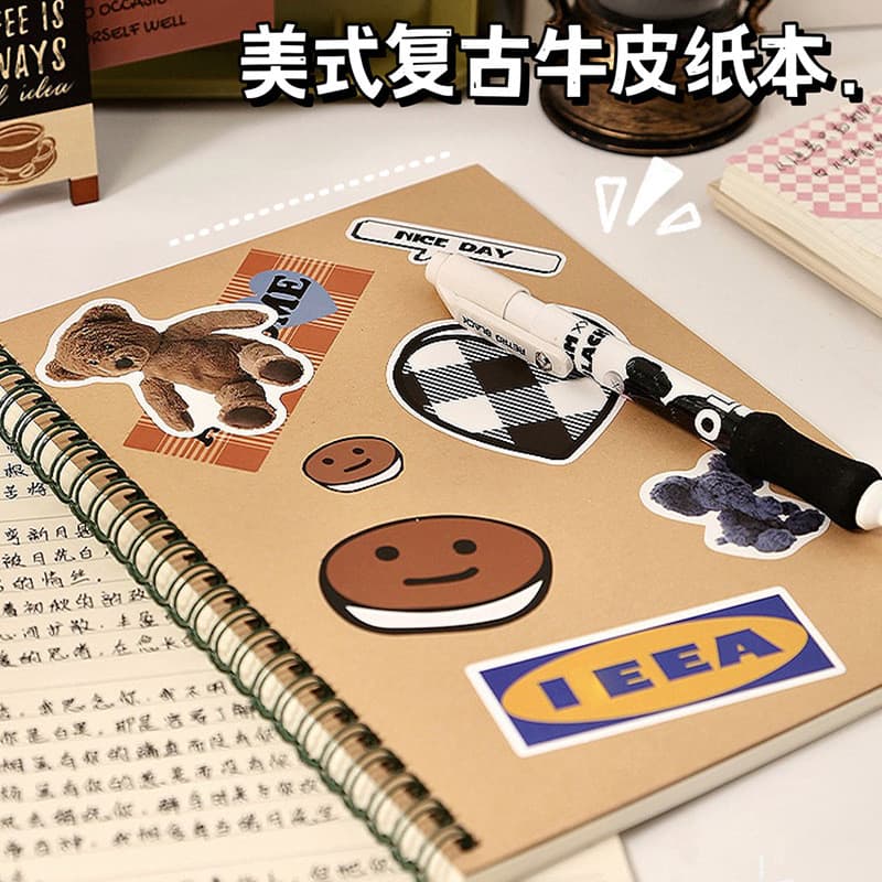 Caderno de estudante, espesso, estilo simples, caderno espiral, caderno de papel kraft para estudantes universitários pa