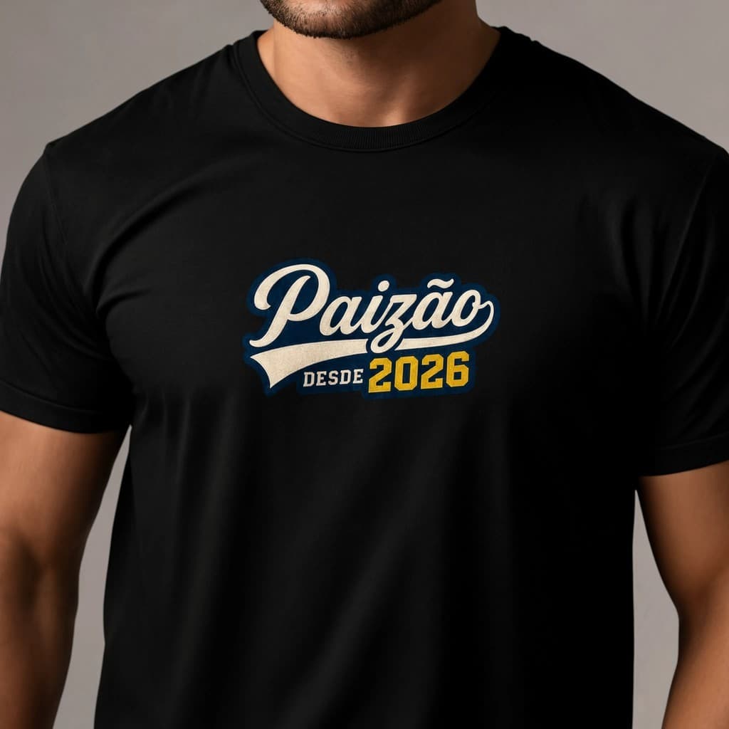 Camiseta Paizão Desde 2026 Casual Estampa Frontal Exclusiva Excelente Acabamento Algodão Premium