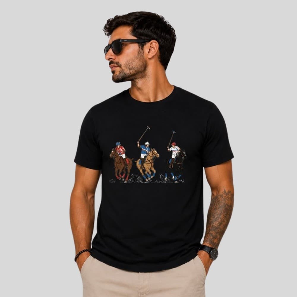 Camiseta Blusa T-Shirt Masculina SPORT CAVALOS !00% Algodão Malha Penteada de Qualidade Premium Conforto e Estilo Diario