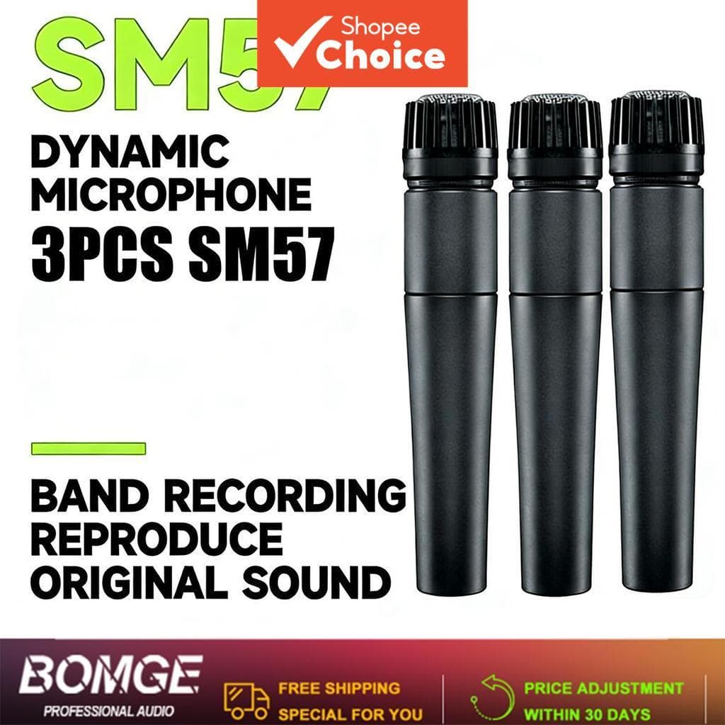 Microfones Dinâmicos De Metal SM57 Microfone Direcional Portátil Clássico De 3 Pacotes Para Studio Stage Pro