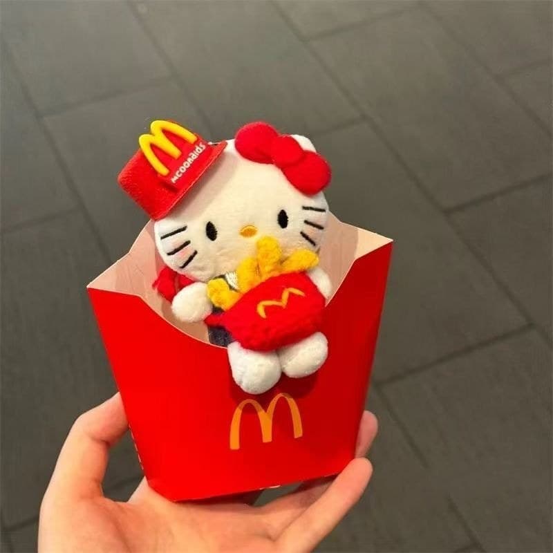Linda menina coração McDonald's KT gato boneca boneca bolsa de estudante pingente chaveiro de pelúcia pingente