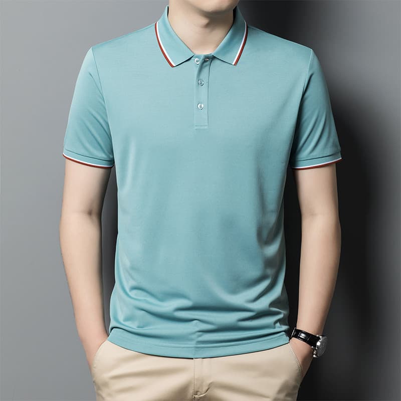 Camisa polo masculina casual de manga curta 2026 verão estilo fino moda lapela negócios masculino casual camisa polo de