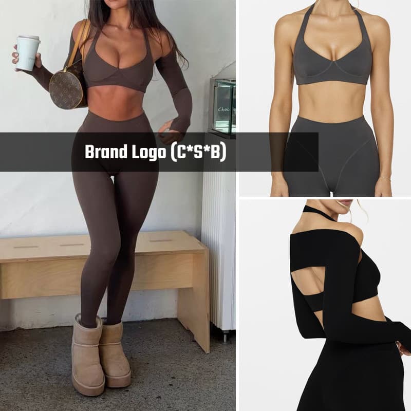 CSBNEO Halter roupa interior esportiva sutiã Yoga Wear terno feminino Hip-Lifting abdômen-estreitamento de secagem rápid