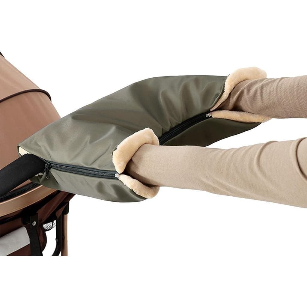 Luvas de inverno adequadas para uso com carrinhos de bebê, forradas com lã grossa, luvas quentes, luvas à prova de vento