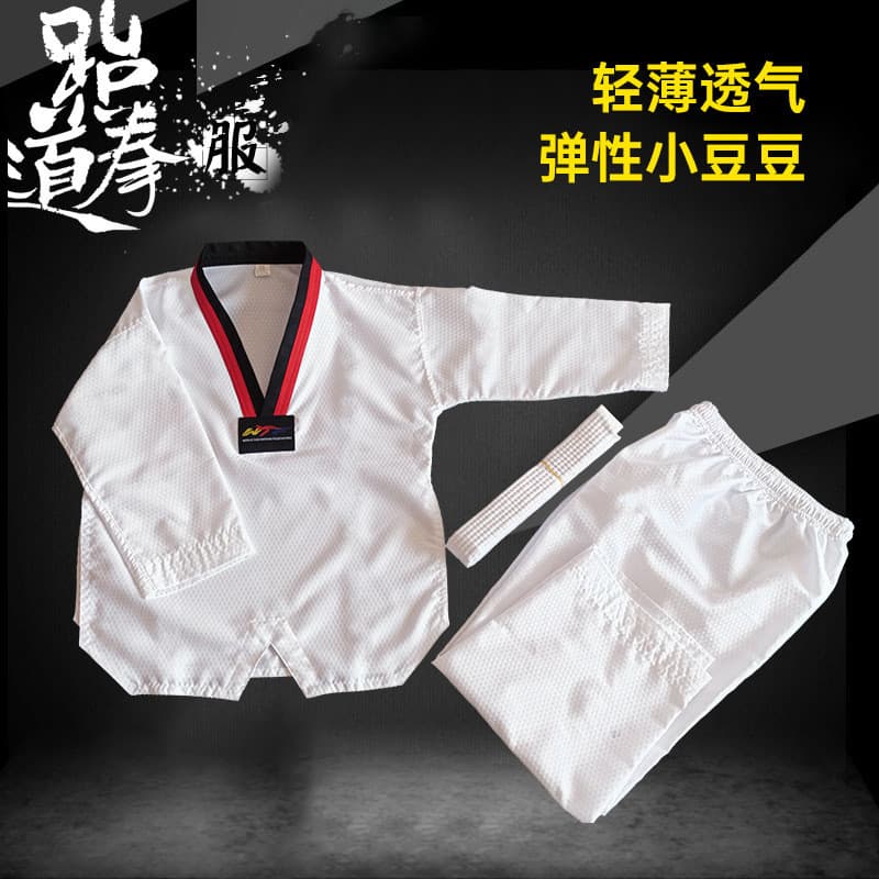 Uniforme de Taekwondo para crianças, conjunto branco de treinamento e competição de artes marciais para estudantes, conj