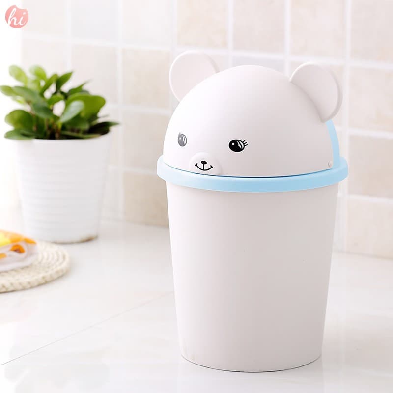 Lixeira Bear Flip Top-Pequena E Fofa Coberta Para Quarto Sala De Estar