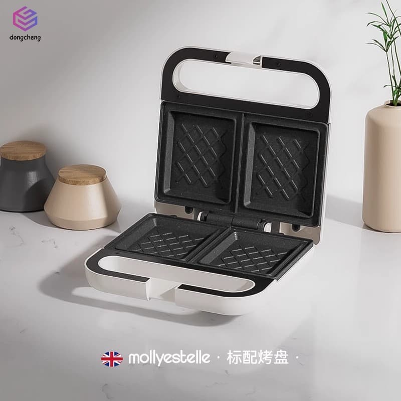 Sanduicheira De Aço Inoxidável-Máquina De Waffle De Placa Dupla Para Pão De Café Da Manhã