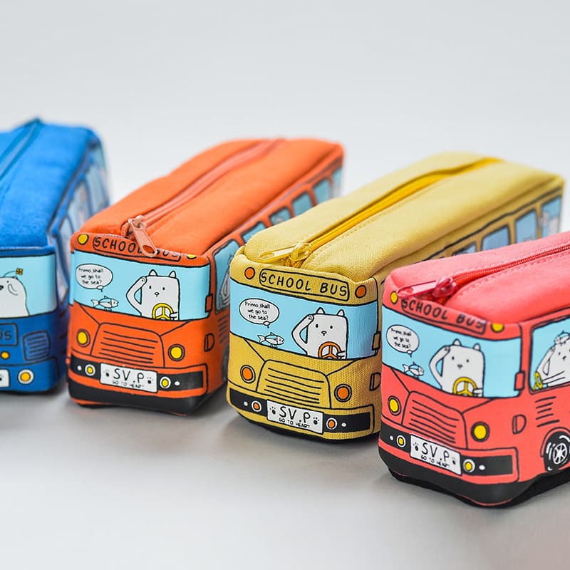 Bolsa de lápis de ônibus de lona Bolsa de papelaria Estojo literário Coreia fofo simples estilo Mori ins Japonês Estudan