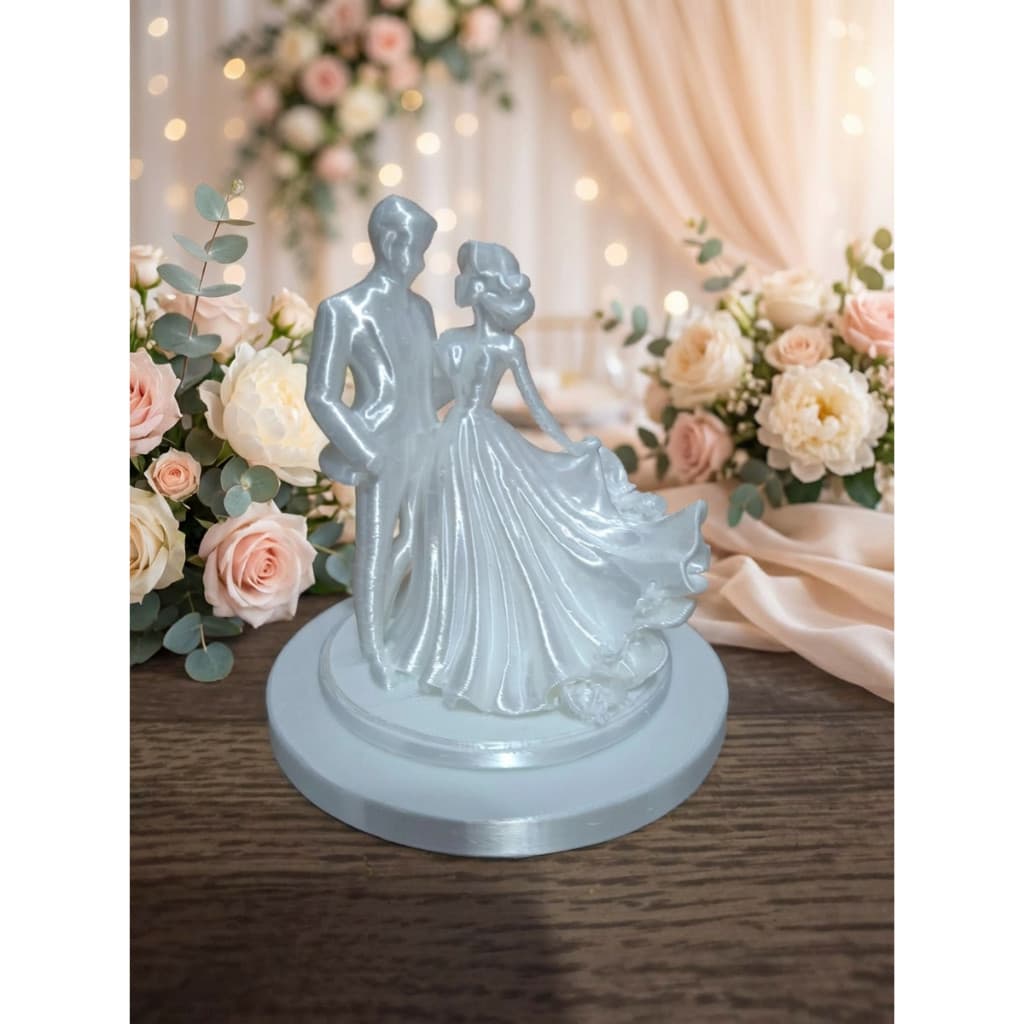 Topo de Bolo Noivinhos Casamento Decoração de Bolo Pronta Entrega Branco ou Perolado 8cm ou 12cm