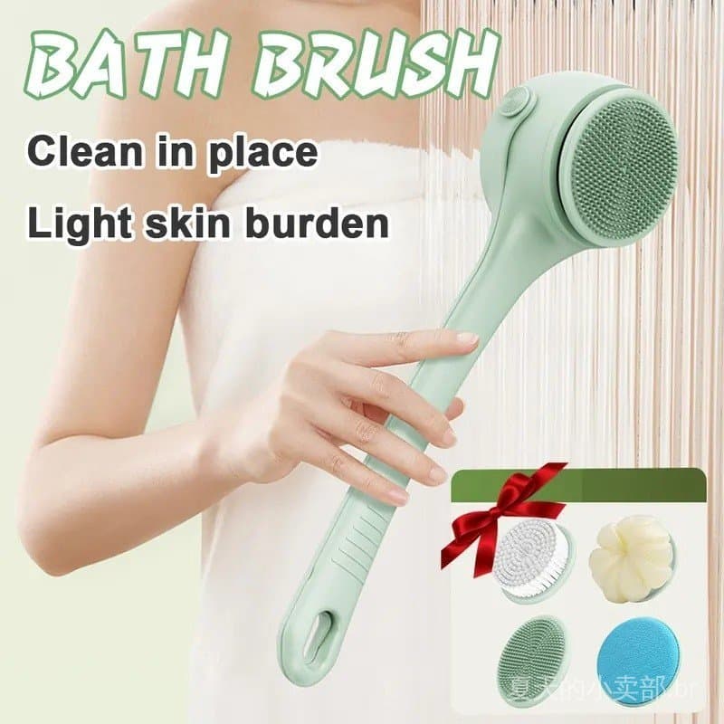 Escova de Banho Elétrica de Silicone 4 em 1, Escova de Banho Elétrica Esfoliante para Limpeza Profunda e Suave para Cuid