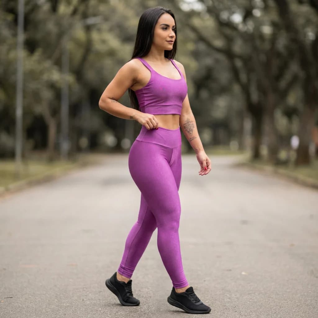 Kit Conjunto de Academia Canelado Top e Calça Legging Roupa Fitness Feminina Ginástica Topper Feminino Leg Alta Treino