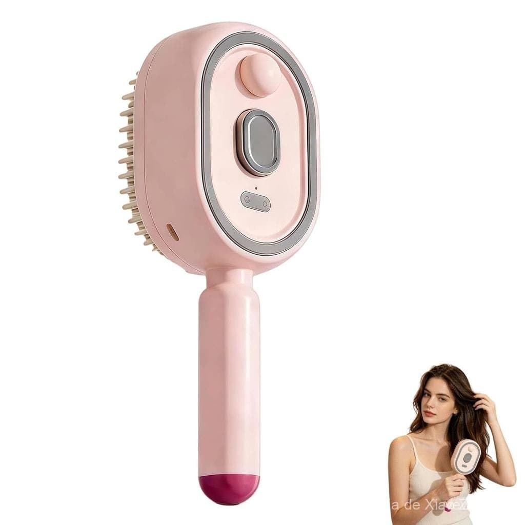 Escova de Cabelo Elétrica a Vapor, Escova de Cabelo com Nebulização, Pente de Massagem com Luz Vermelha, Desembaraçador