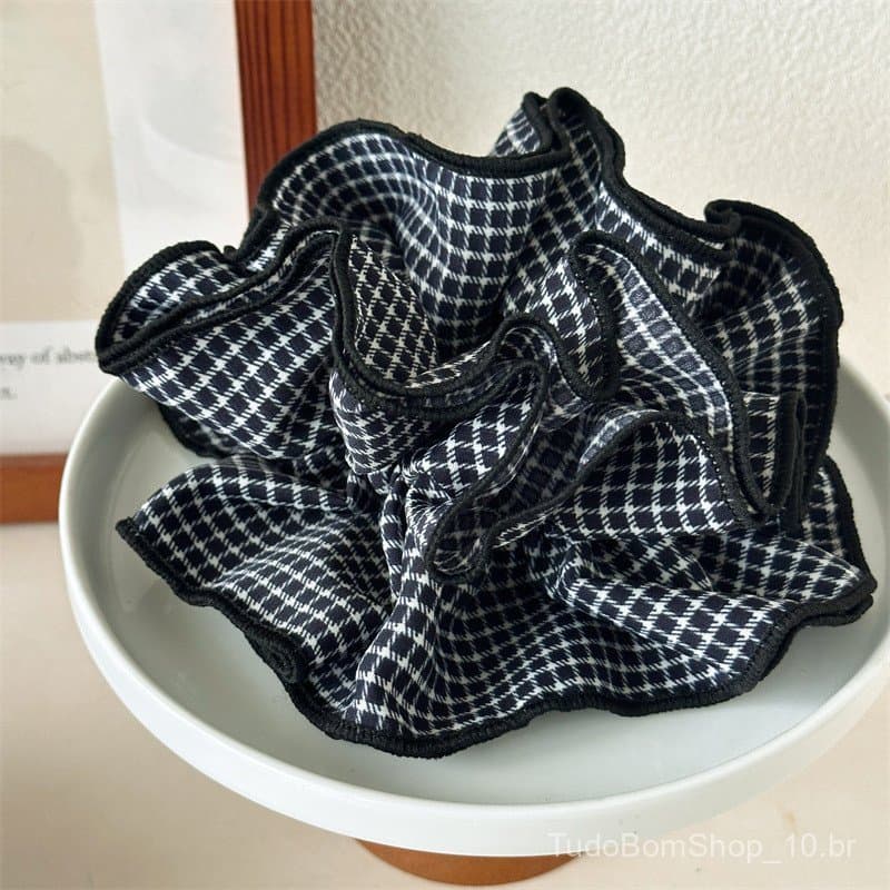 Acessório de cabelo com design exclusivo, laço xadrez para rabo de cavalo, estilo vintage, elástico de cabelo multicamad