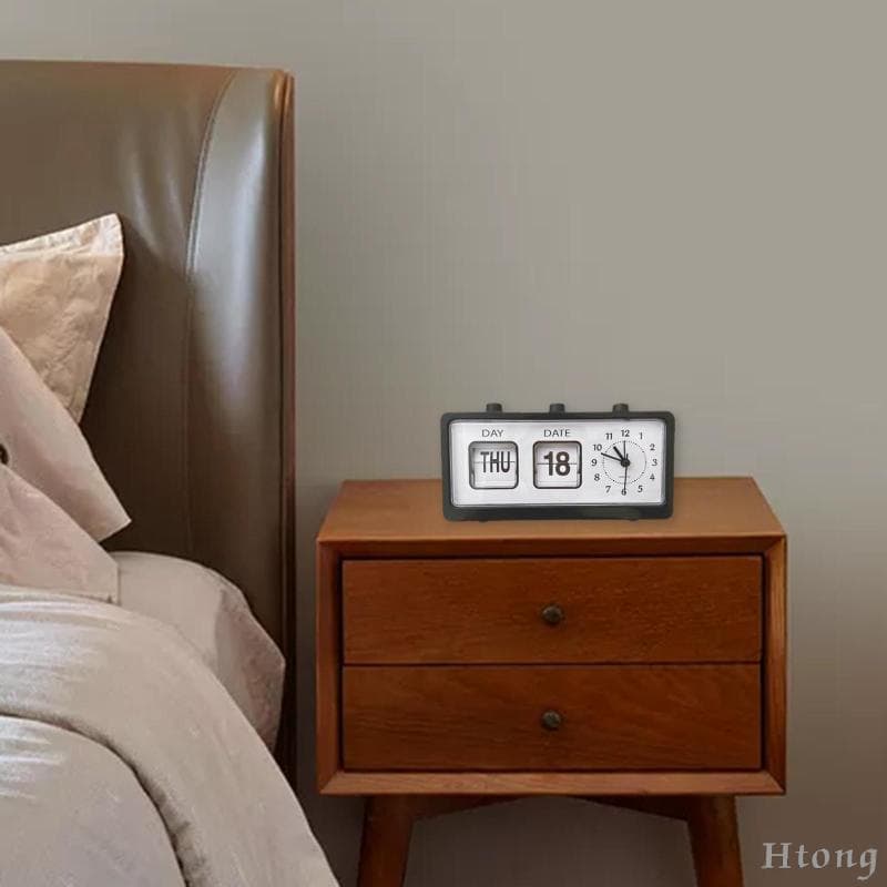 [Htong] Despertador De Mesa Digital Relógio Manual De Plástico Flip Calendar Para Quarto , Escritório , Uso Doméstico