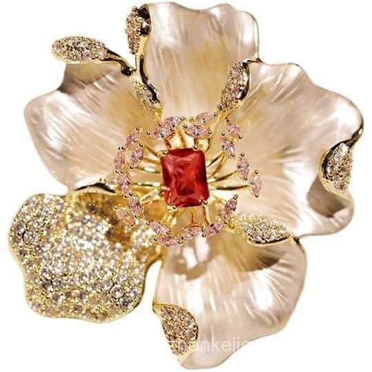 Broche e Alfinetes de Flor de Pérola para Mulheres, Grande, Dourado, Luxuoso, Elegante, Presente de Natal, Joia