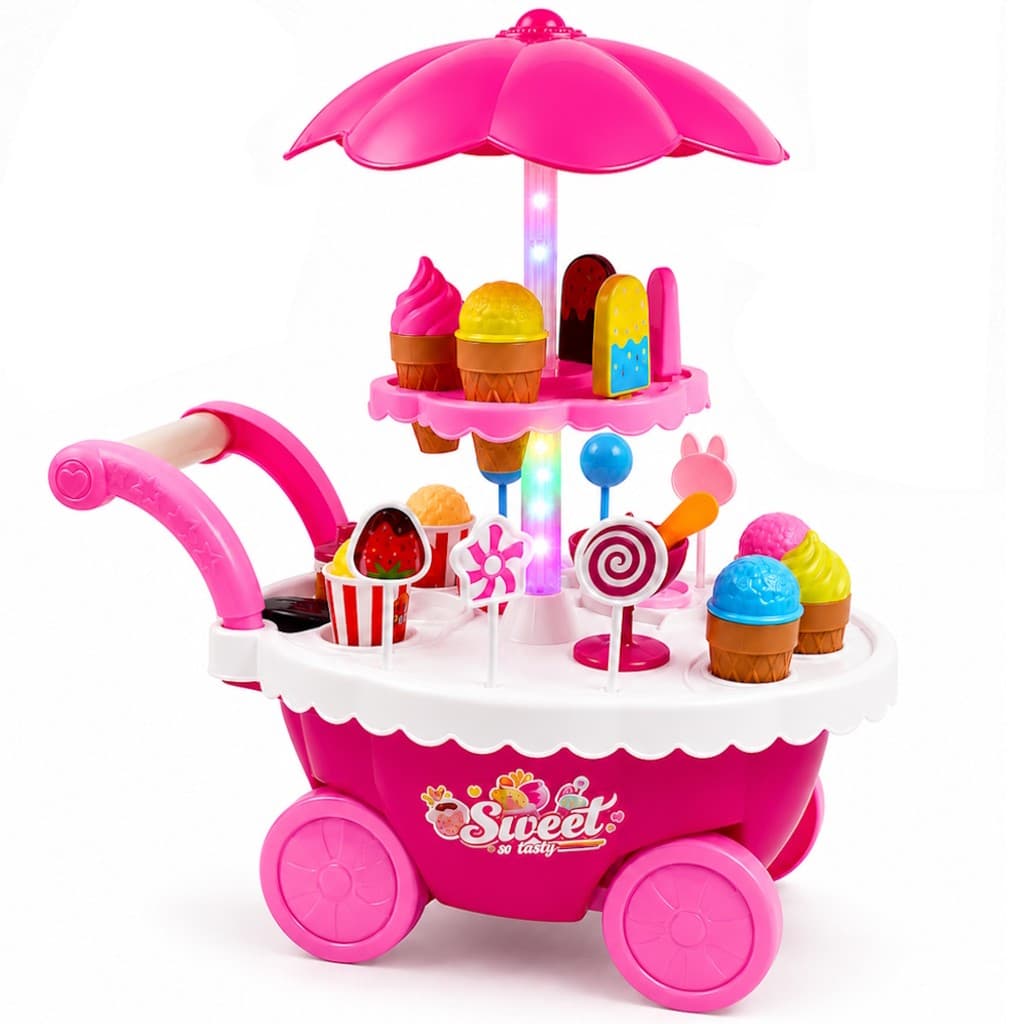 Brinquedo Infantil Meninas Carrinho de Sorvete Sons Luzes e Acessórios