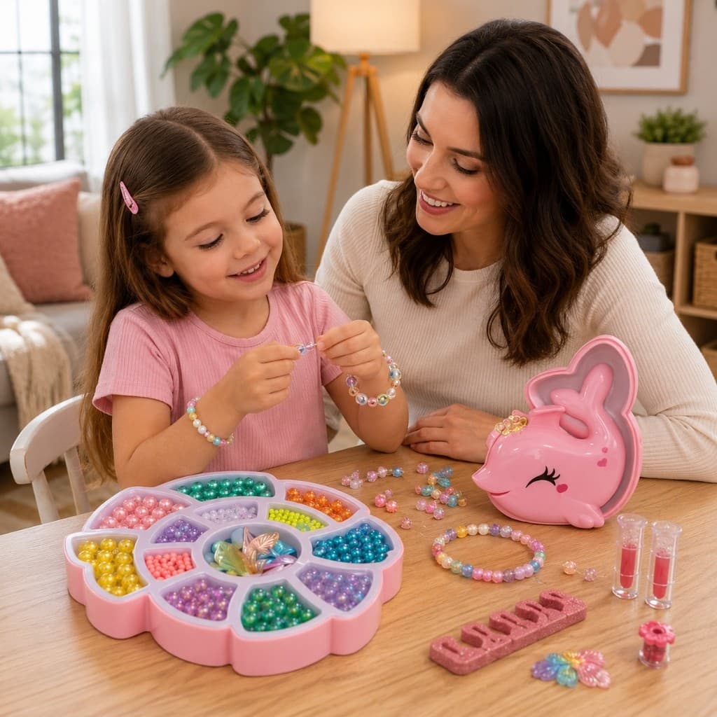 Kit Miçangas Coloridas Pingente Golfinho Infantil Criativo Fazer Corrente Colar Pulseira Braceletes