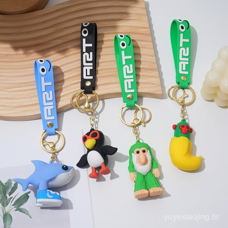 Chaveiro de boneco Shanhaijing, pingente criativo de desenho animado para mochila e carro.