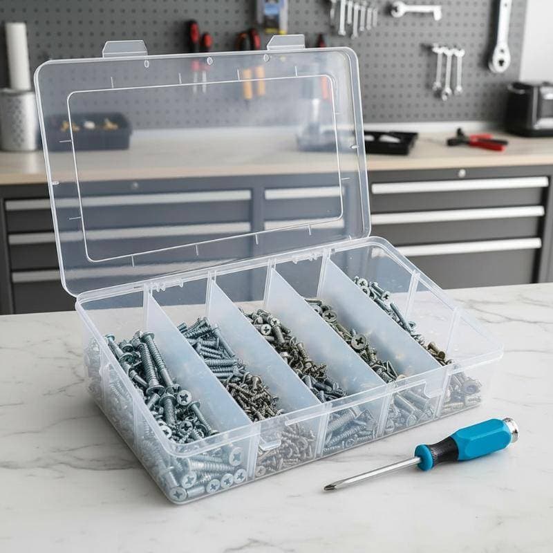 Organizador Transparente De 5 Partes Para Parafusos E Acessórios