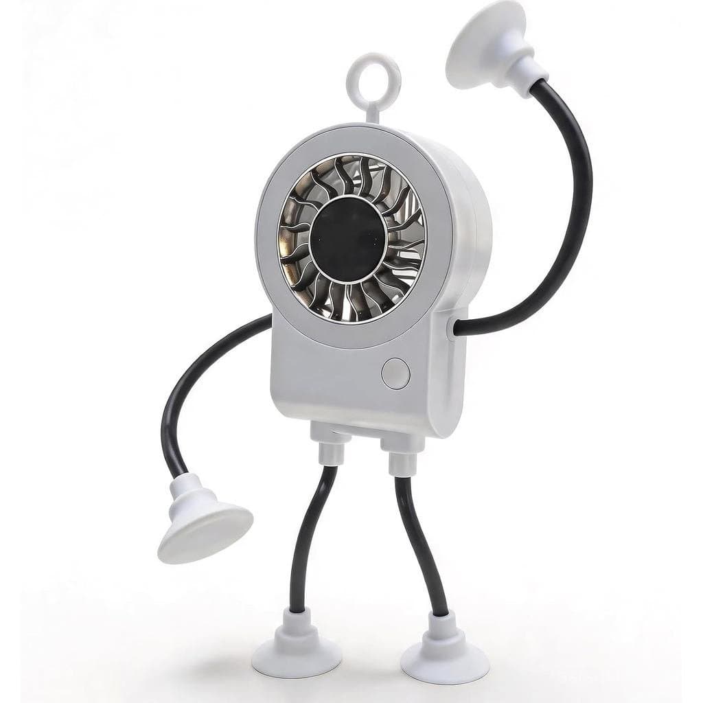 Mini Ventilador Alienígena Articulado com Ventosa |   Carregamento USB de 5 velocidades, braços flexíveis, display digit