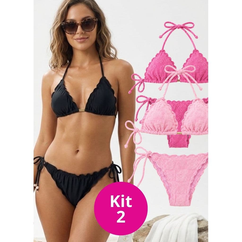 Kit 2 Conjuntos Biquinis Cortininha