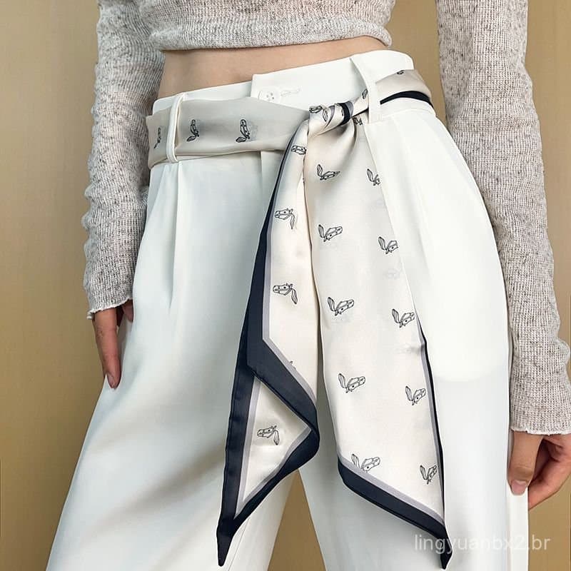 Cinto de seda feminino, versátil e que afina a silhueta, ideal para a primavera e o outono, adequado para combinar com c