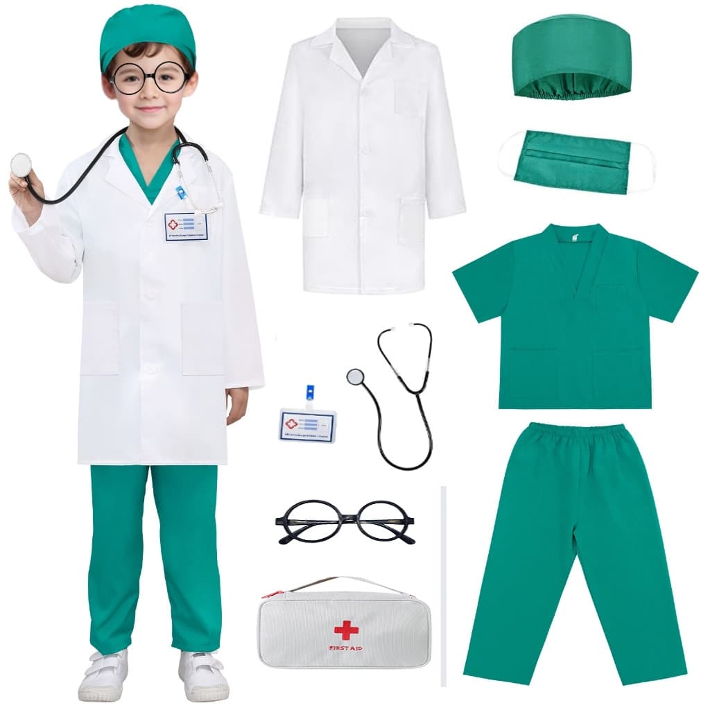 Jaleco Branco Infantil para Médico Júnior, Enfermeiro, Traje Cirúrgico Antiepidêmico 3841