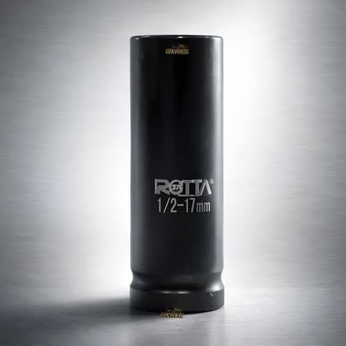 Soquete Impacto 1/2  Longo 80mm Sextavado Aço Reforçado 17mm