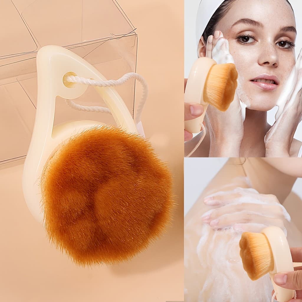 1 unidade de Escova de Limpeza Facial Premium Grande na Cor Damasco com Cerdas Macias, Escova de Limpeza de Poros de Mad