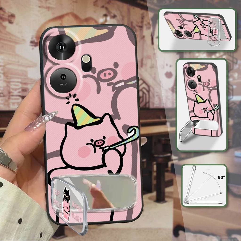 Capa De Telefone Tridimensional Com Bolsa Para Itel P55 +/P55 Plus Bordado Anti-Queda Design De Moda Poeira Espelho De M