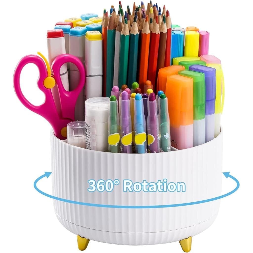 Organizador de Mesa Marbrasse, Porta-Canetas Giratório 360 Graus, Organizadores e Acessórios de Mesa com 5 Compartimento