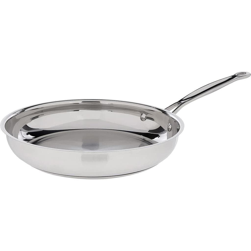 Cuisinart Frigideira Aberta de 10 Polegadas, Frigideira de Aço Inoxidável com Tampa, Panela Grande para Cozinha, Lavável