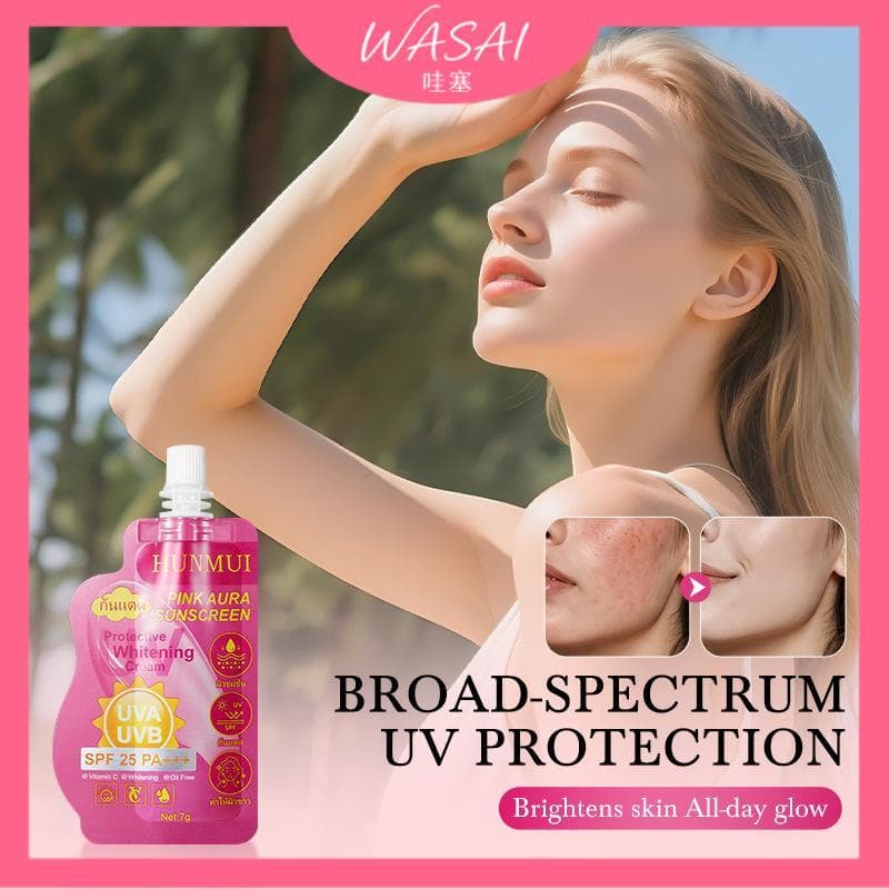 [Venda quente] HUNMUI Rosa Halo Protetor Solar Escuro Suave Não Irritante Loção Protetor Solar Reparação após o Sol Acal