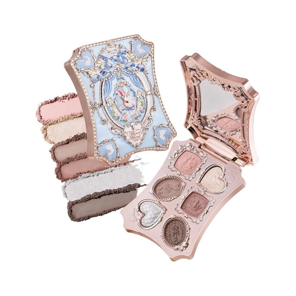 Flower Knows Bunny Garden Paleta de Maquiagem de 6 Cores, Maquiagem Facial Rosa Berry com 2 Tons Matte + 2 Tons Brilhant