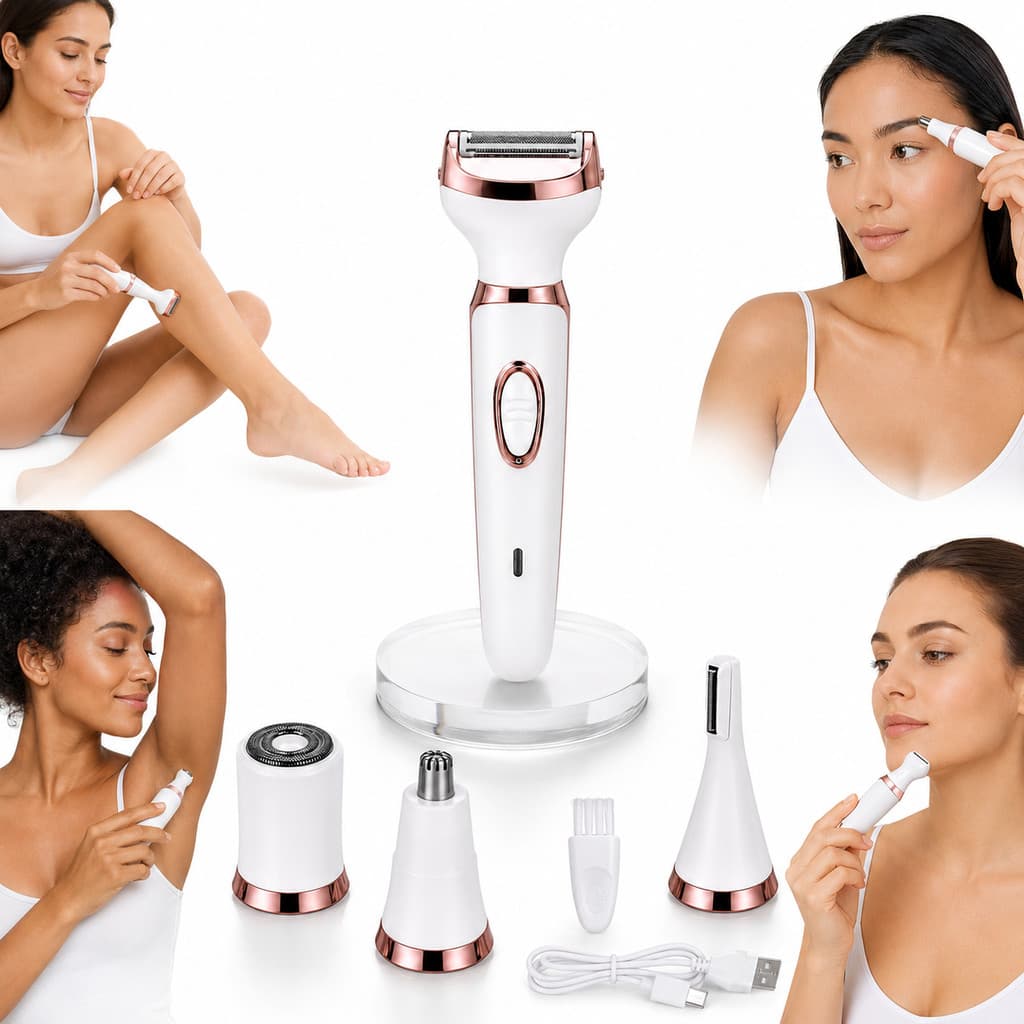 Depilador Feminino 4 Em 1 Elétrico Sem Fio Recarregável Branco 127/220v