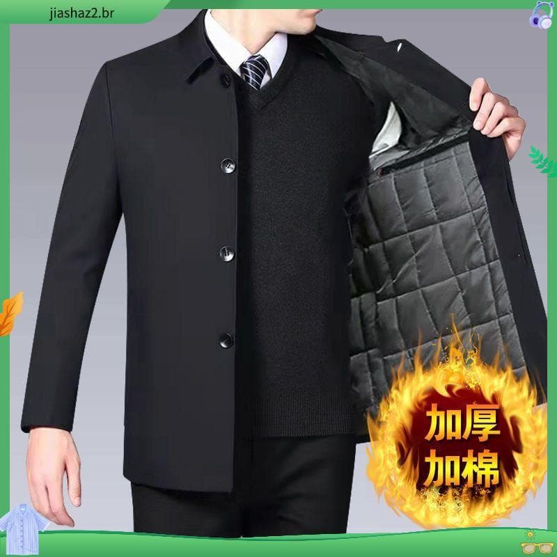 Jaqueta acolchoada masculina outono inverno jaqueta masculina de meia-idade jaqueta para idosos pai usar jaqueta de negó