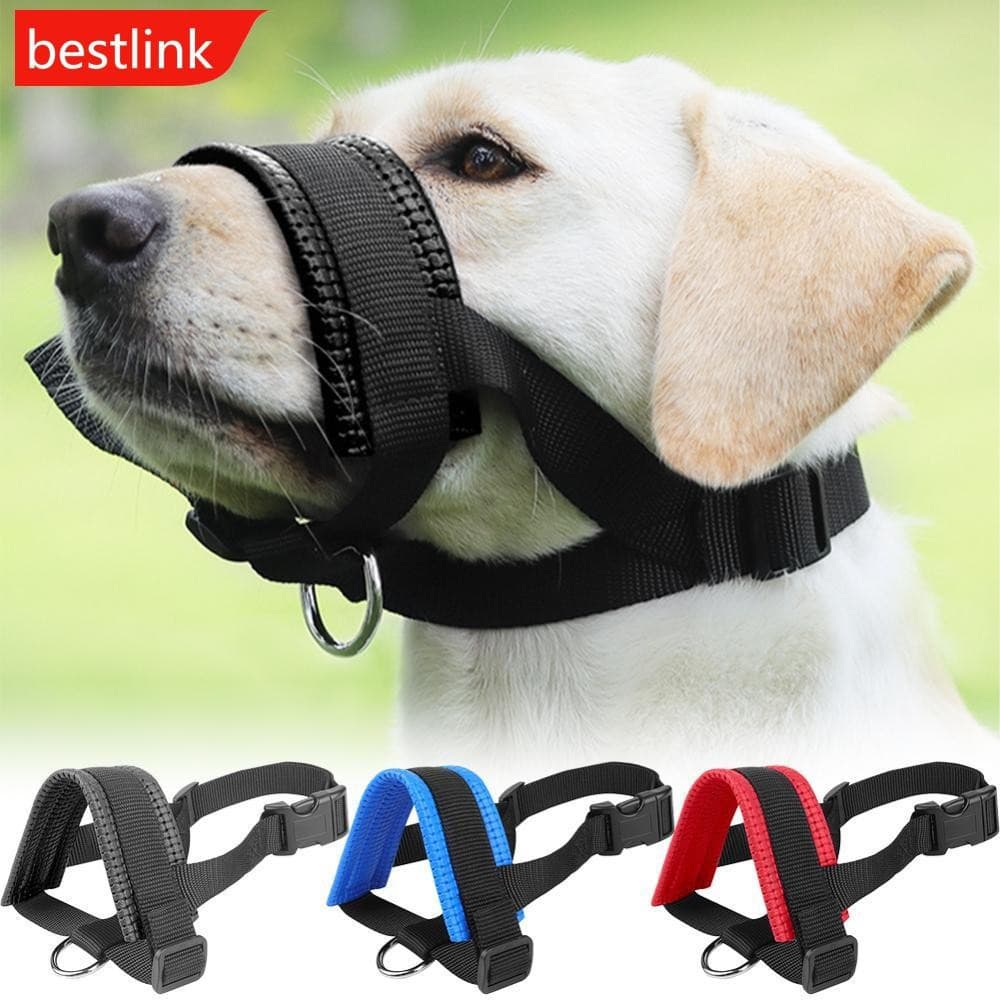 Focinheira anti-latido BESTLINK para cães pequenos e grandes, malha ajustável, respirável, focinheira para animais de es