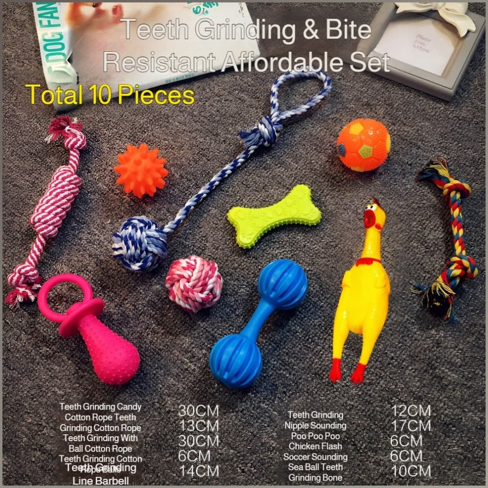 Pacote De 10 Brinquedos Para Mastigar Compatíveis Com Cachorro